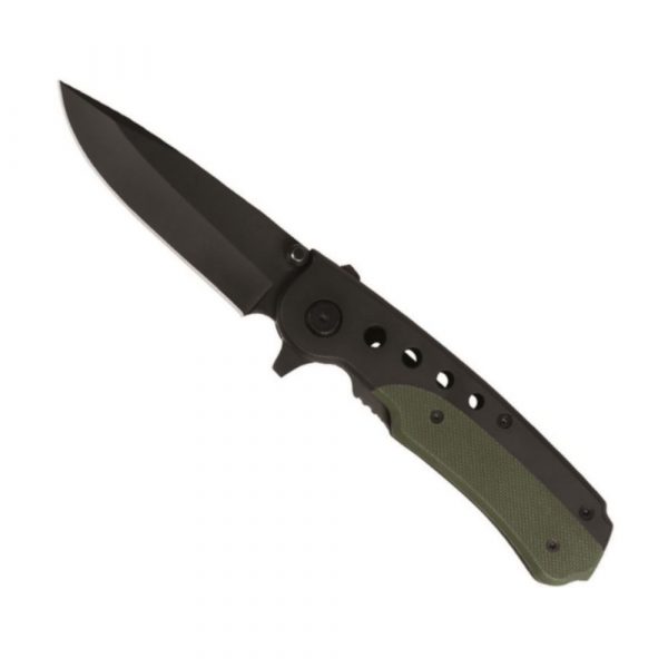 Mil-Tec One-hand Kniv med Clip – Rustfrit Stål – Sort – Knive
