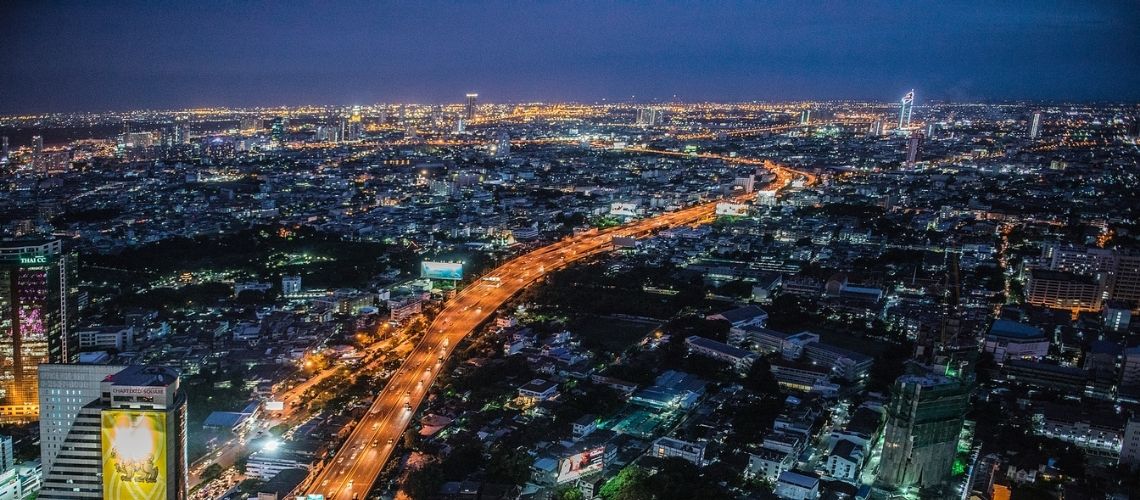 Udsigten fra Lebua Sky Bar, Bangkok, Thailand