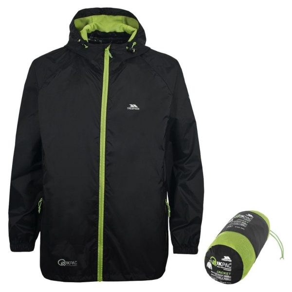 Trespass Qikpac Sammenfoldelig Regnjakke Unisex - Sort