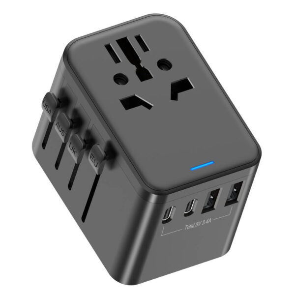 Universal Rejseadapter 4 USB-indgange – Virker i 150+ lande