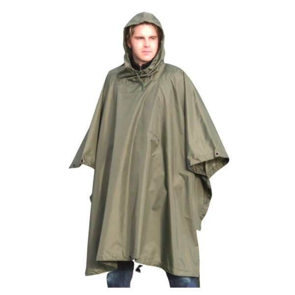 Mil-Tec Ripstop Poncho Vandtæt – Grøn/Sort – Regntøj