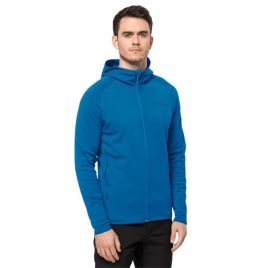 Fleecejakke til herre - Jack Wolfskin Baiselberg Hooded FZ M - Blå