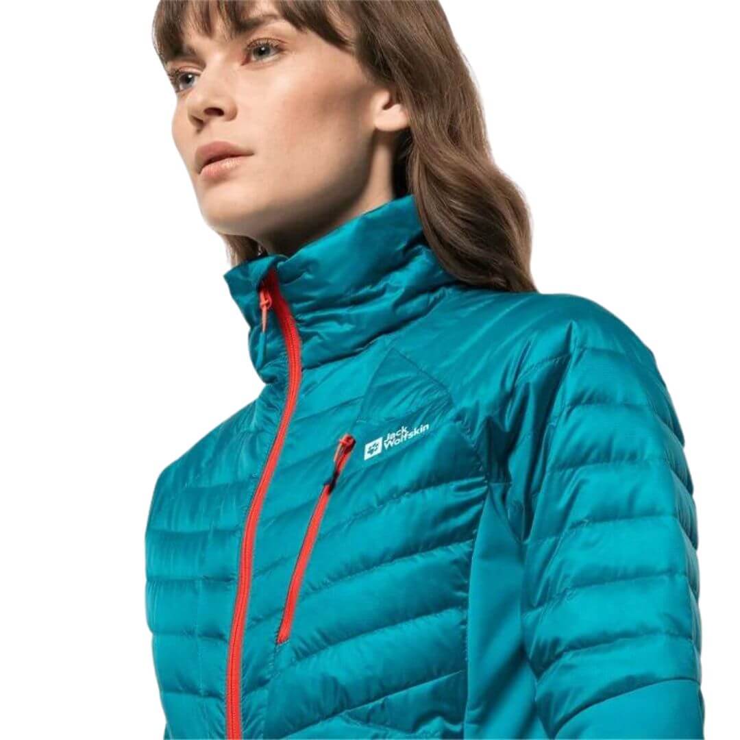 Dunjakke til dame - Jack Wolfskin Nebelhorn Down Hybrid W - Blå