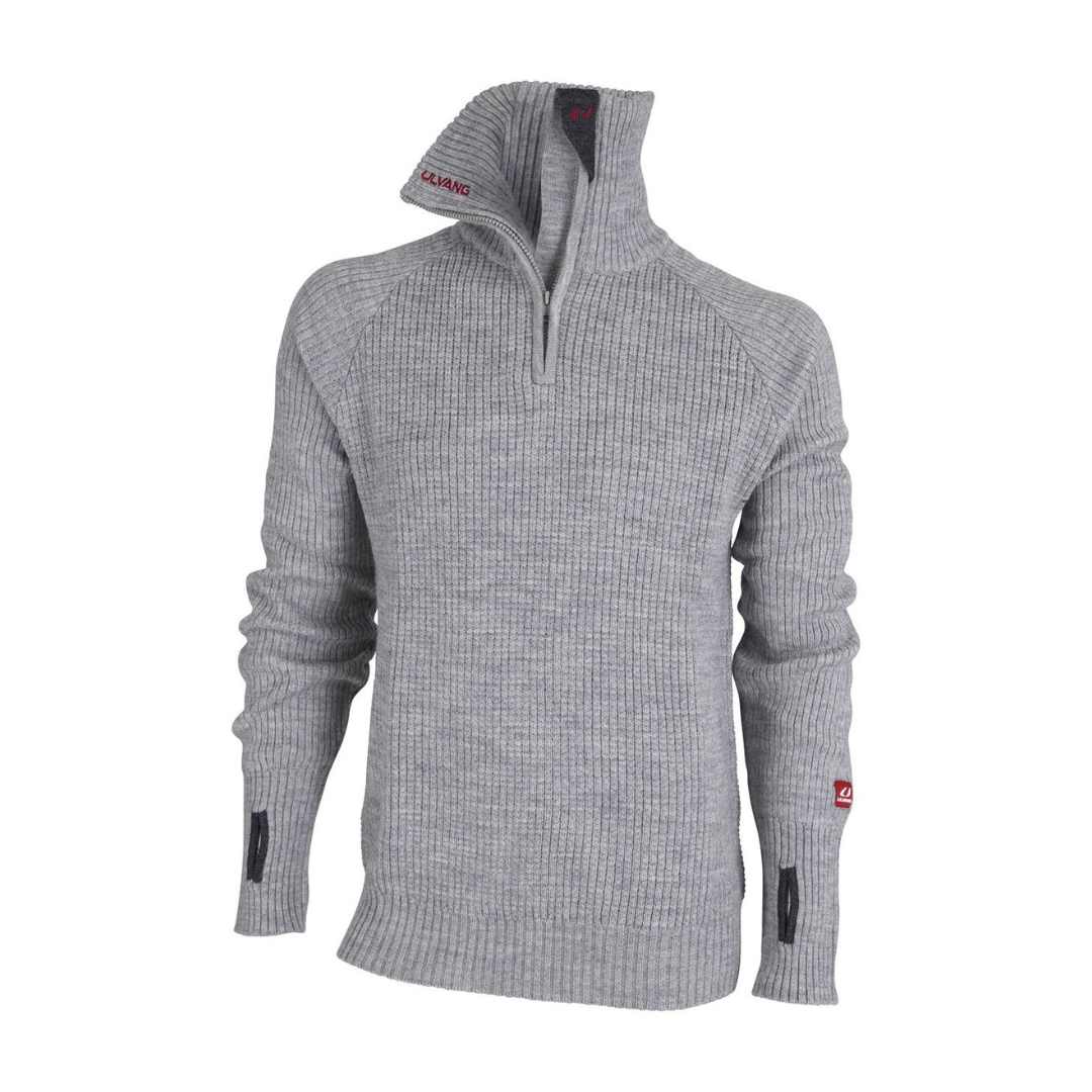 #3 - Uld sweater - Ulvang Rav Zip - 100% uld - Lysegrå