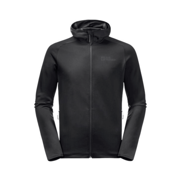 Jack Wolfskin Baiselberg Hooded FZ Fleecejakke – Sort – Fleecetrøjer