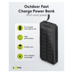 Goobay Solar Powerbank 20.000 mAh med solcellepanel