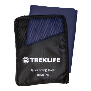 Treklife hurtigtørrende microfiber håndklæde - 160x80cm - Navy blå