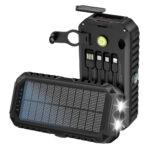 Aquipe Powerbank 20000 mAh Solcelle & Håndsving - Sort