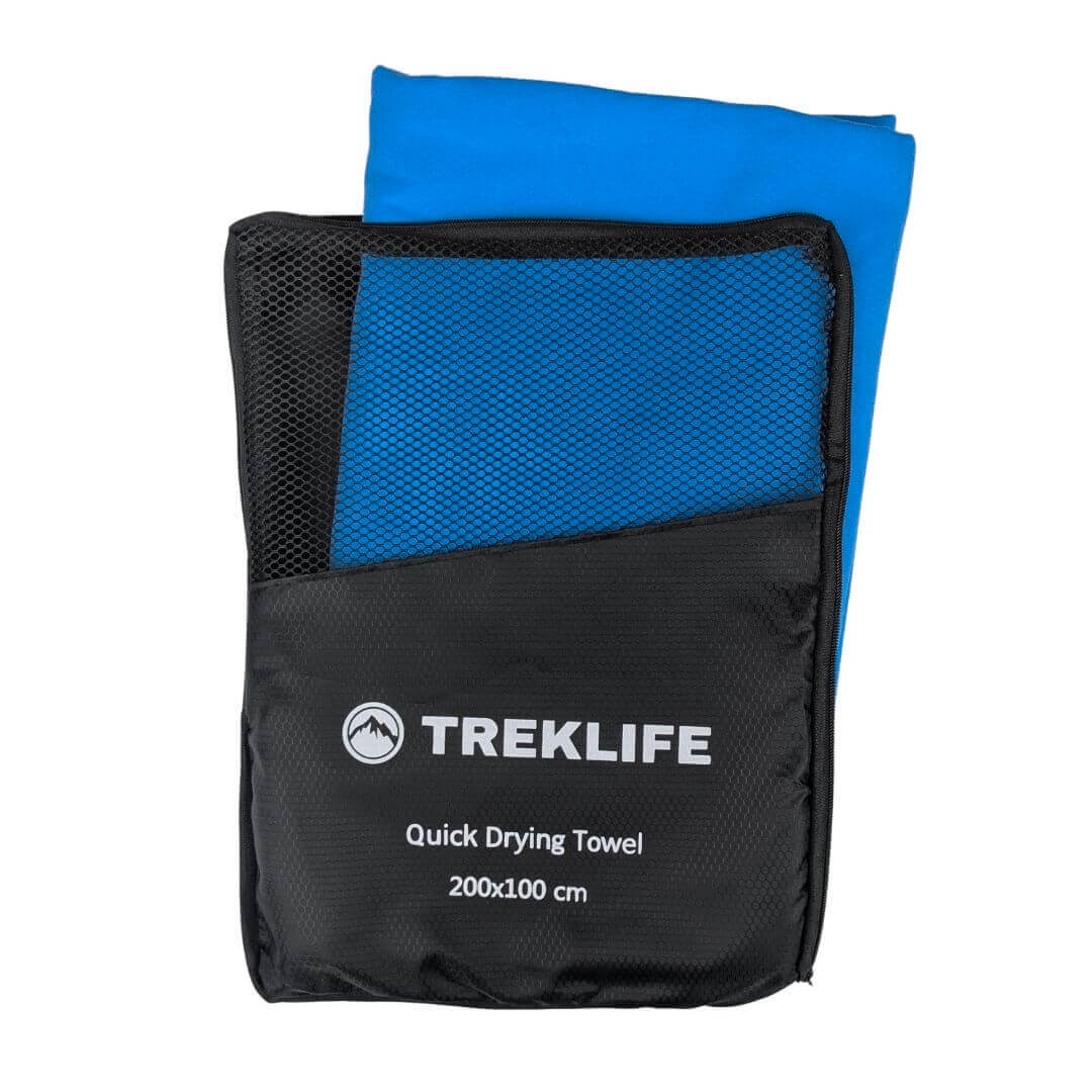 Hurtigtørrende microfiber håndklæde – 200×100 cm – Treklife - Blå
