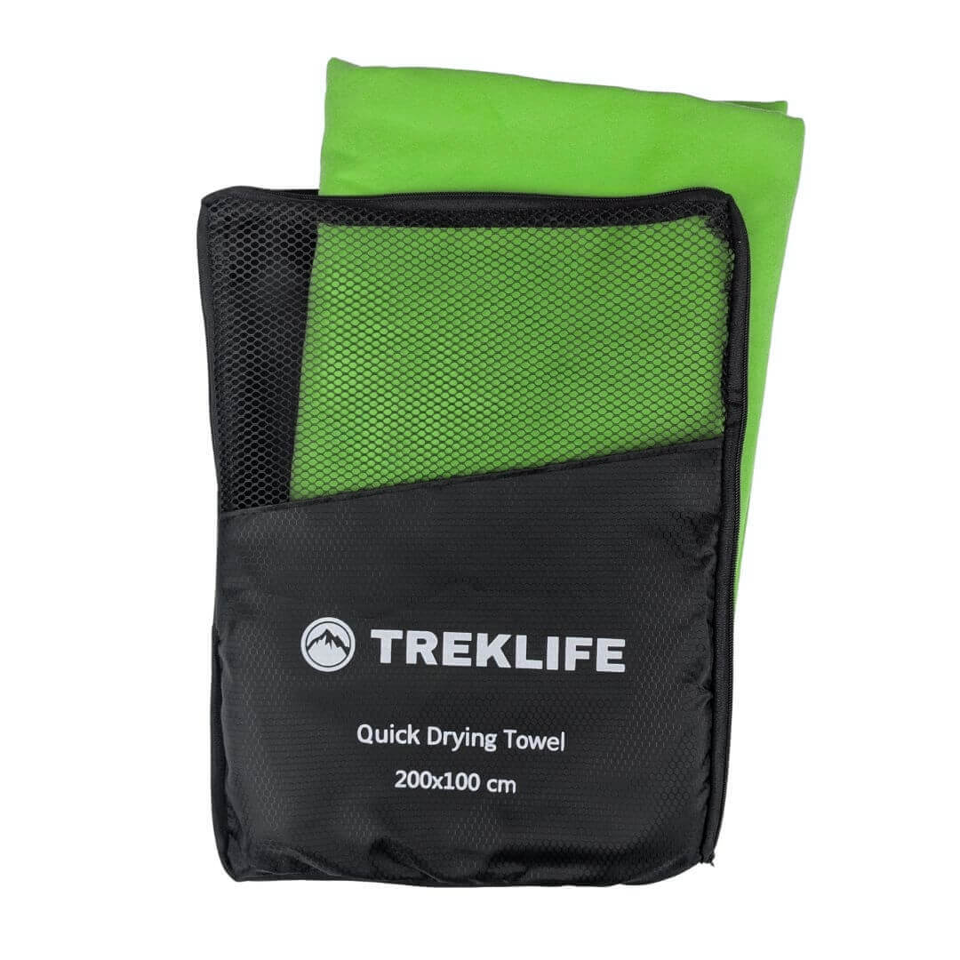 Hurtigtørrende microfiber håndklæde – 200×100 cm – Treklife - Lysegrøn