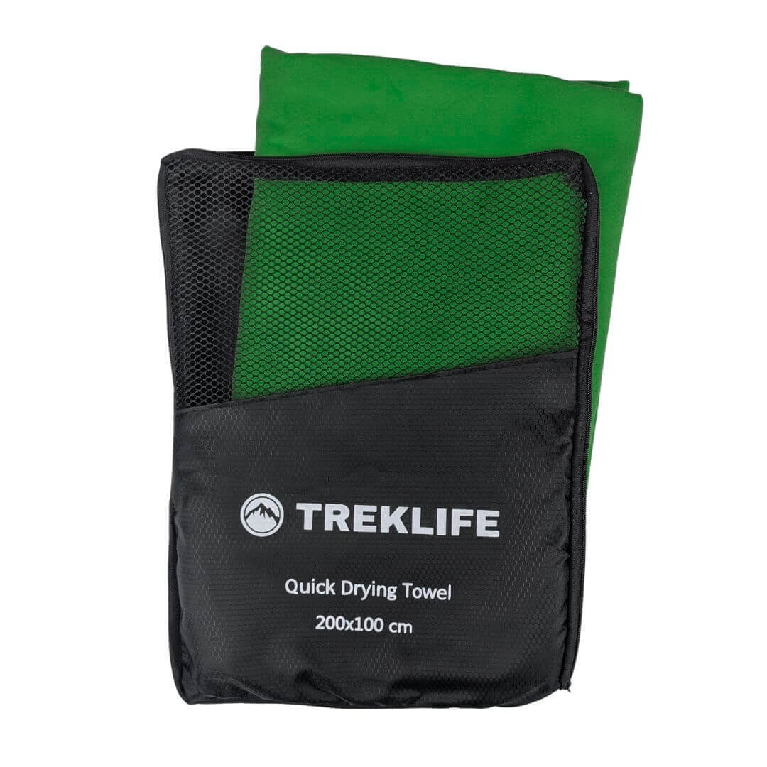 Hurtigtørrende microfiber håndklæde – 200×100 cm – Treklife - Mørkegrøn