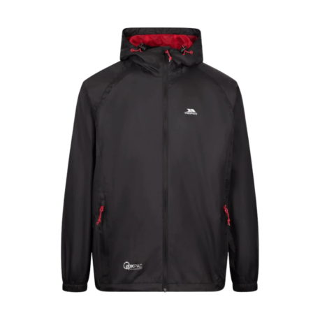 Regnjakke unisex - Trespass Qikpac - Sort/Rød