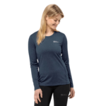 Jack Wolfskin Sky Thermal LS Dame Trøje - Mørkeblå