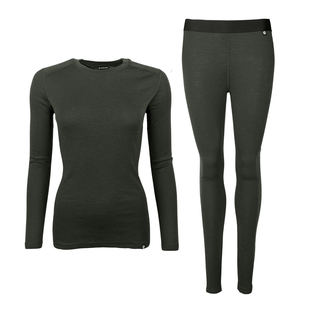 Uldundertøj sæt - Dame - 100% merino uld - Grøn