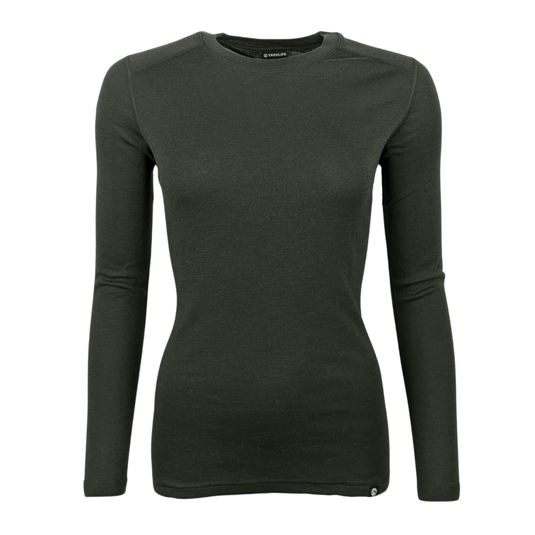 Uldundertrøje dame – 100% merino uld – Treklife - Grøn