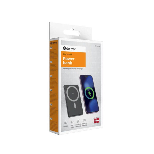 Denver Powerbank 5.000 mAh – Trådløs opladning & Fast-charge – Powerbanks