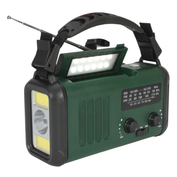 Aquipe Nødradio FM Pro 10.000mAh – Håndsving & Solcelle – Grøn