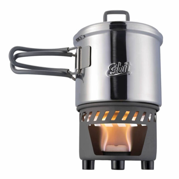 Køb Kogesystem - Esbit Camping Solid Fuel Cookset - 585 ml - Rustfrit stål