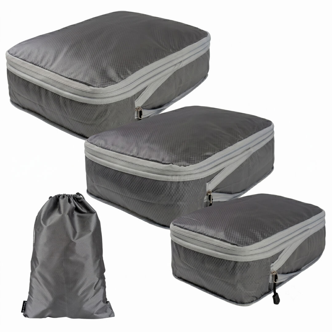 Aquipes packing cube set med tre størrelser og vaskepose