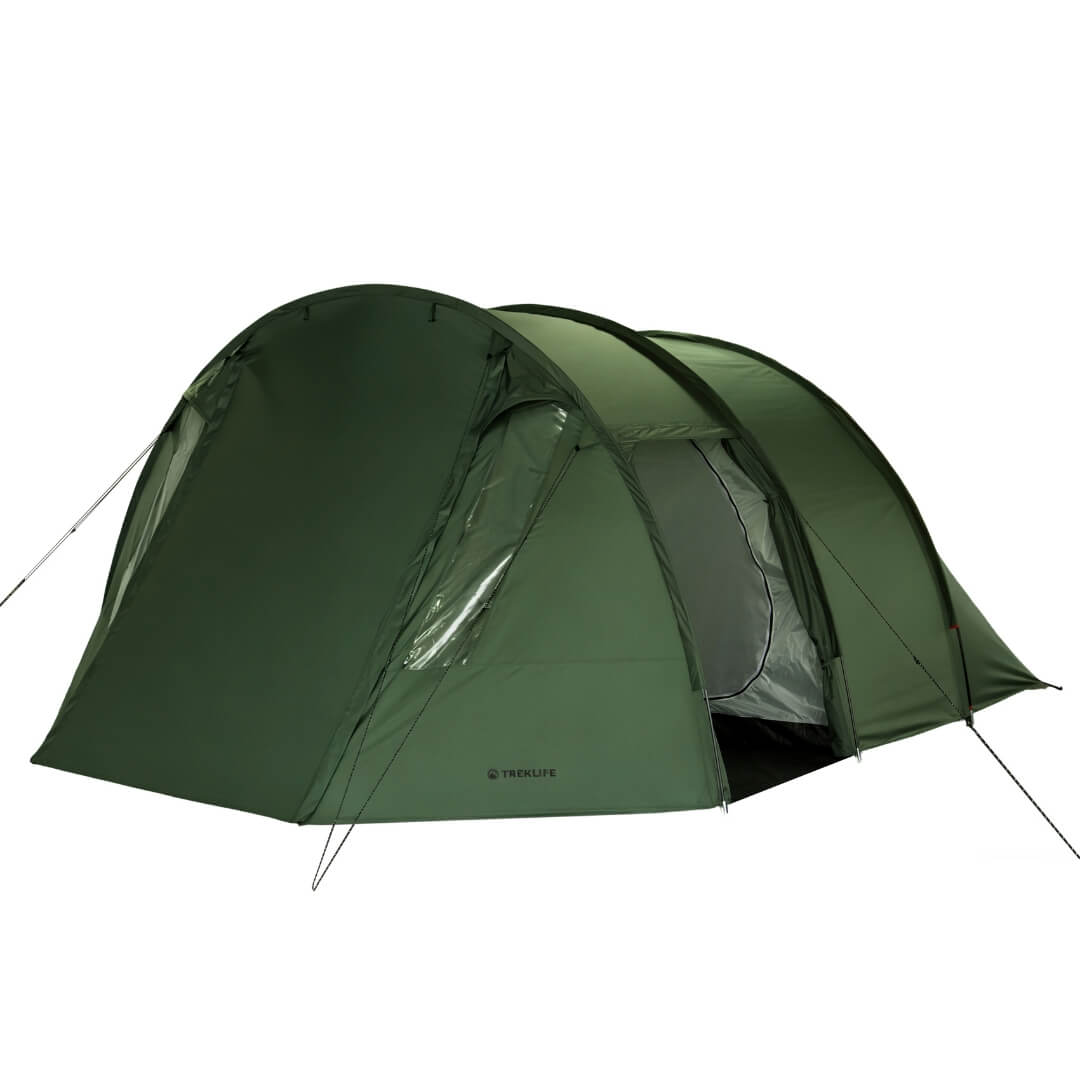 Grønt Treklife Terra 5‑personers telt på campingplads