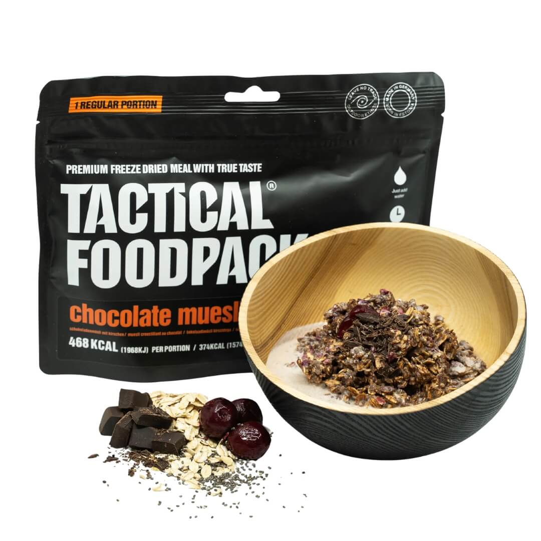 Frysetørret mad - Tactical Foodpack - Chokolademüsli med kirsebær