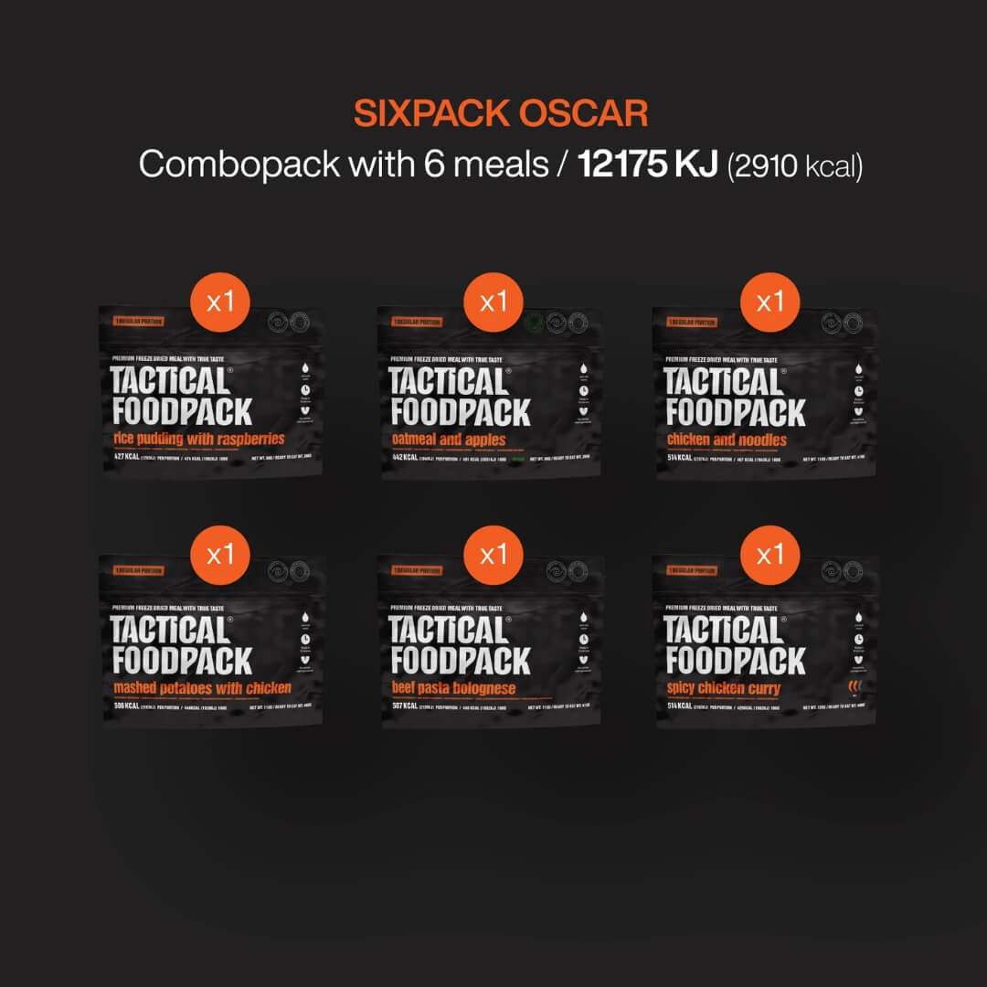 Frysetørret mad - Tactical Foodpack - Oscar - 6-pak